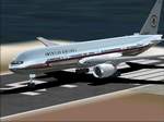 FS2002
                  default 777 in the old American Airlines livery with chrome
                  effects. . 