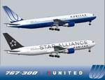 Boeing 767-300 United Airlines blue tulip livery and Star Alliance livery