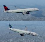 FSX/P3D Airbus A321S 2020 updated model and VC.  Textures : Delta, Jetblue