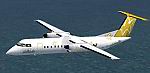 DeHavilland
                  (Bombardier) Dash8-311 twin turboprop regional airliner Reg
                  # V2-LFF of Caribbean Star Airlines.
