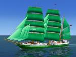 FSX/FS2004 Three Mast Barque Alexander Von Humboldt II Green Textures