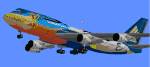 Singapore
                  Airlines Boeing 747-400 in the Pokemon Rainbow livery